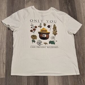 White Smokey Bear Graphic T-Shirt